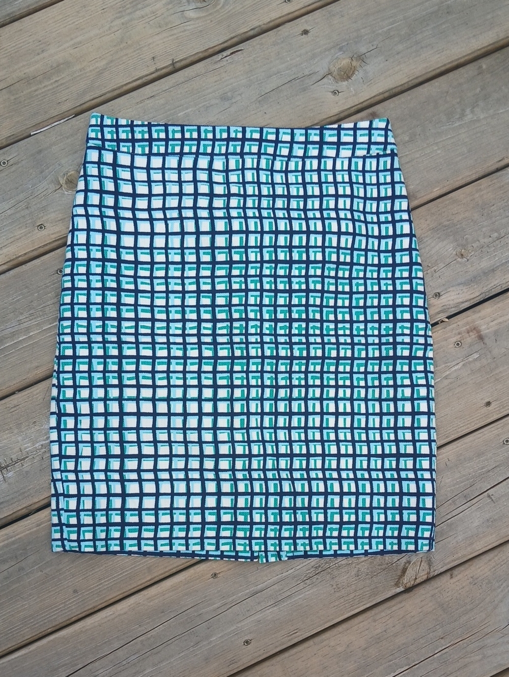 Kate Spade Judy Blue Green Checkered Tweed Skirt